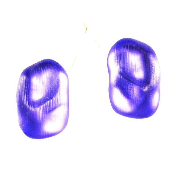 ALEXIS BITTAR Thumbprint Electric Violet Color Lucite Stud Earrings - Picture 1 of 11